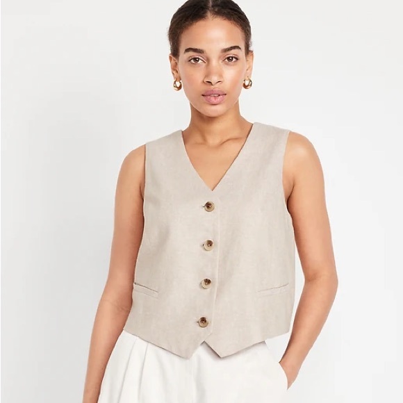 Old Navy Jackets & Blazers - Old Navy Beige Women's Vest